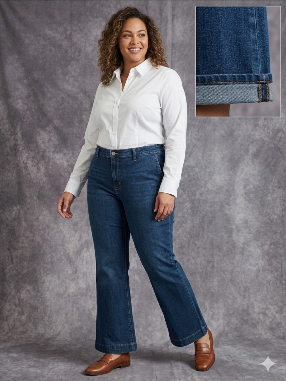 DKNY Women's High Rise Wide Leg Trouser Jeans - Size 20W - UEC
